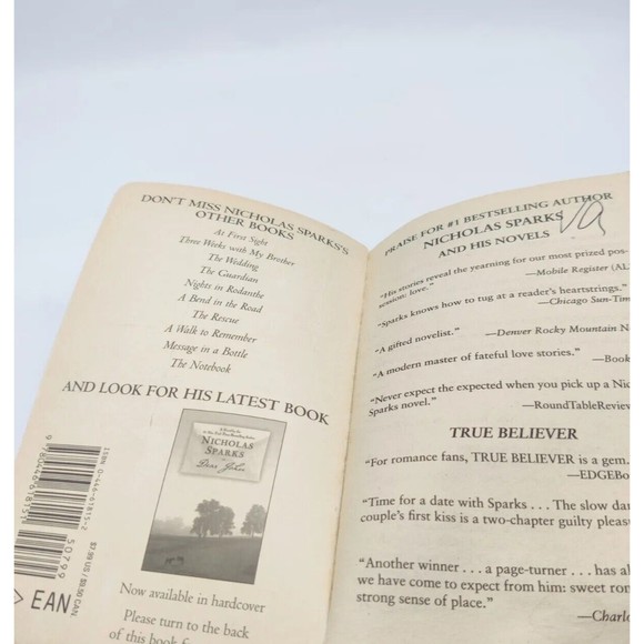 True Believer Nicholas Sparks Paperback Book Novel Love Story Romance NY Best #1 - Picture 5 of 9